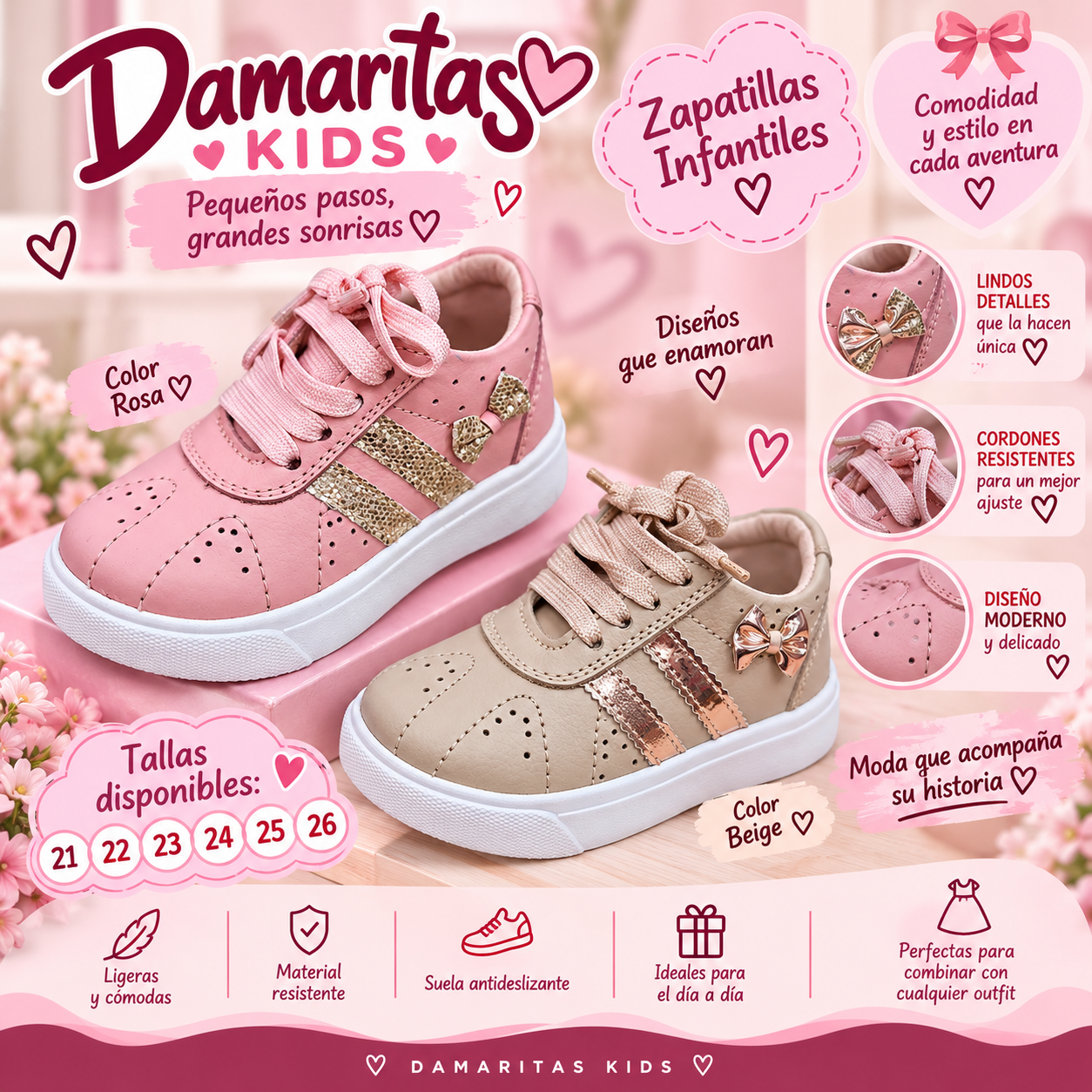 Zapatillas Infantiles con Lazo Brillante para Niña