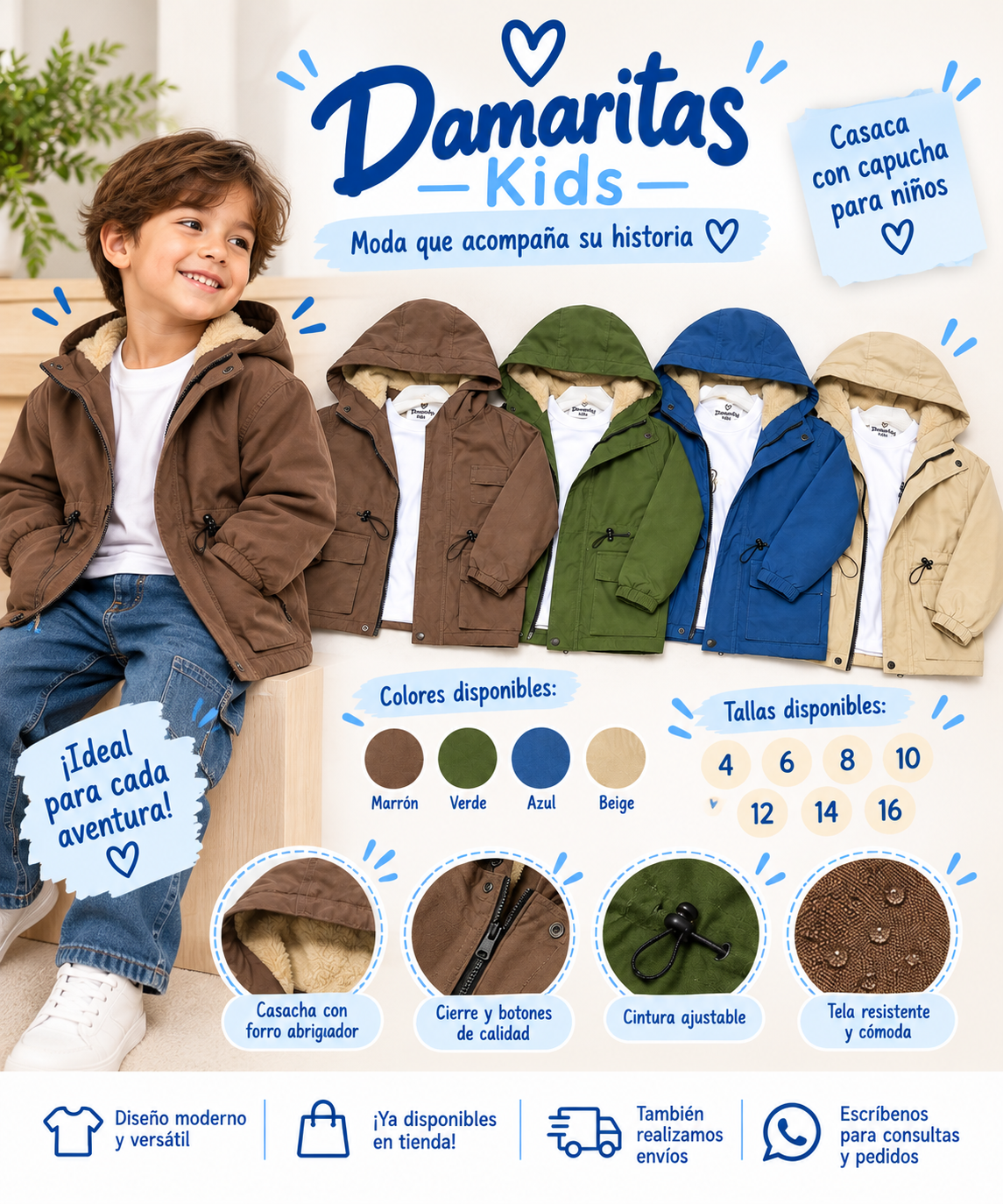 Casaca Parka Infantil para Niño con Capucha – Adventure