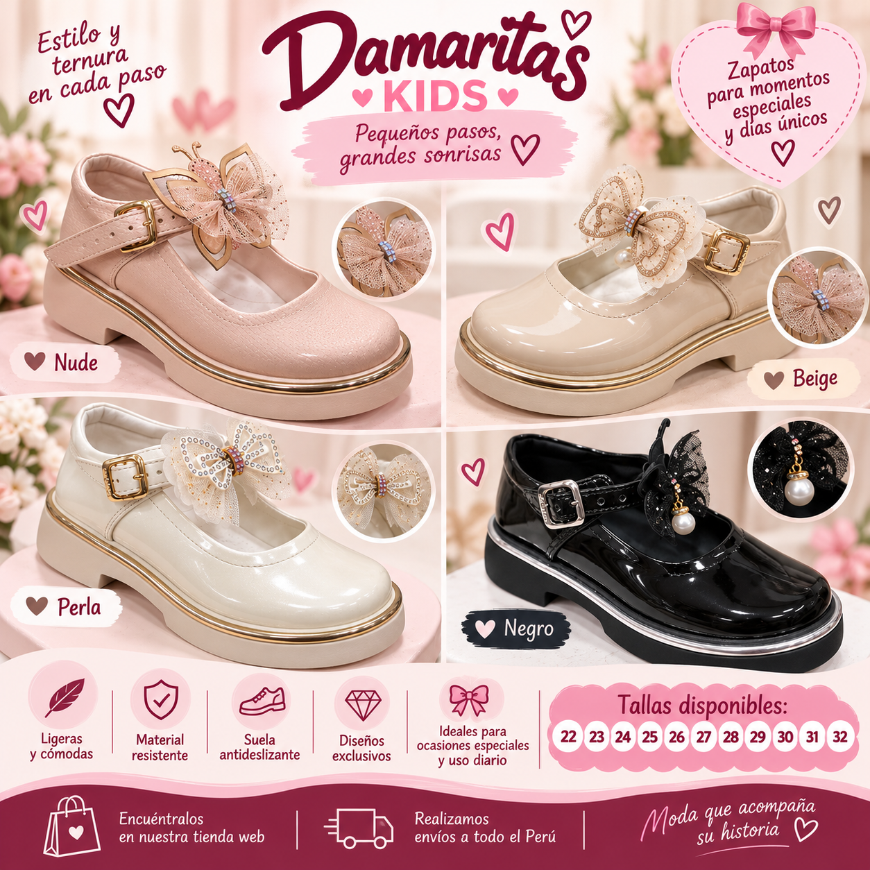 Zapatos Elegantes para Niña con Lazo Mariposa