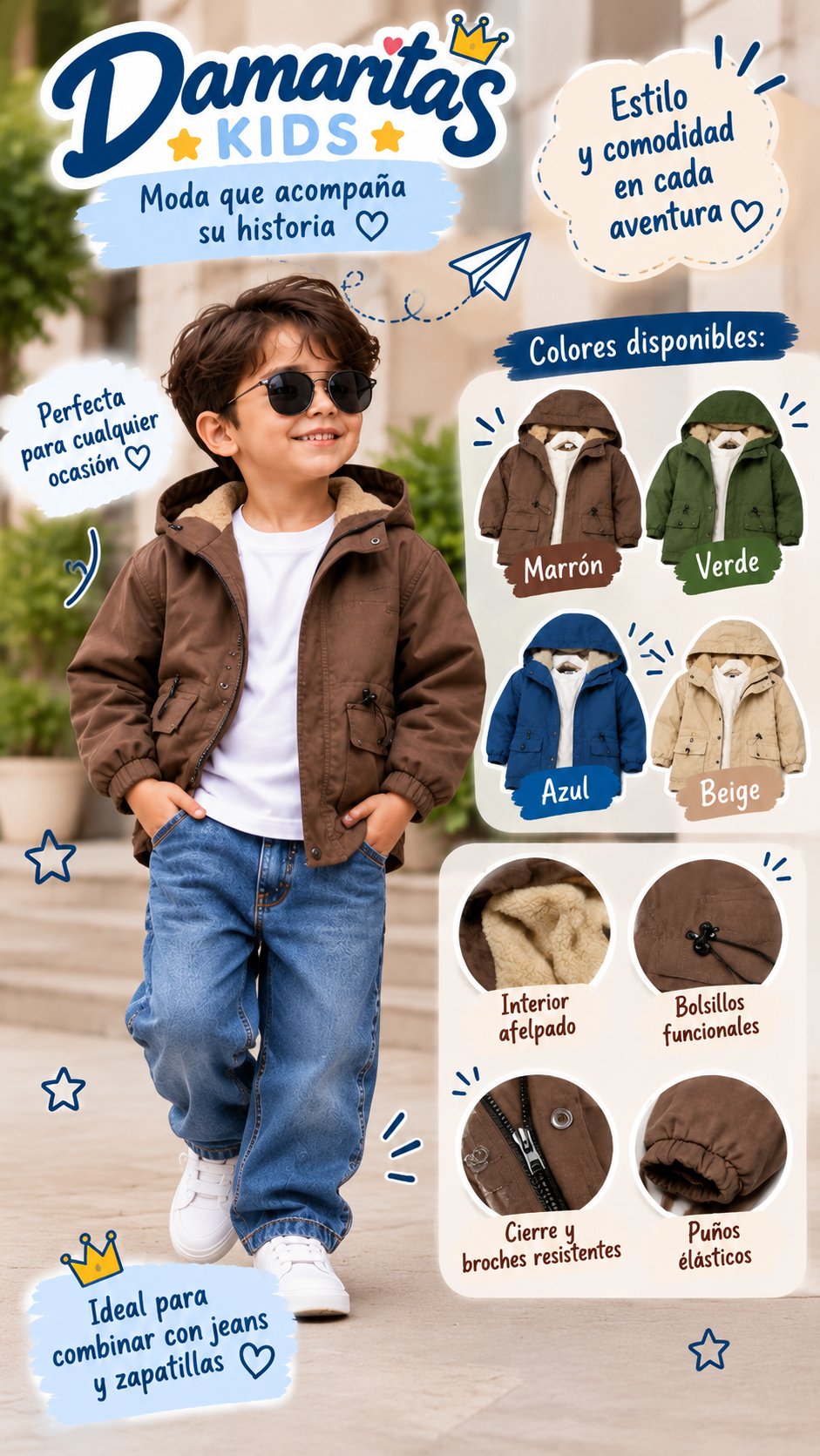 Casaca Parka Infantil para Niño con Capucha – Adventure